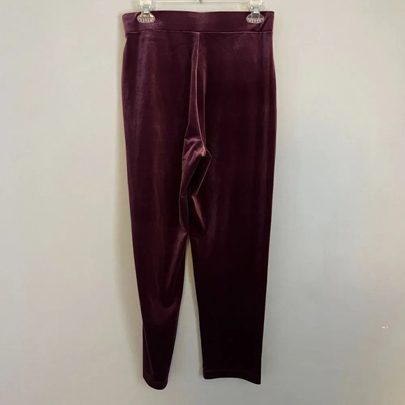 Loft Womens Maroon Velvet Ankle Pants Small High Rise Straight Pull On NWT - Picture 8 of 9
